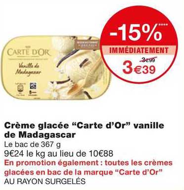 Crème Glacée "carte D'or" Vanille De Madagascar