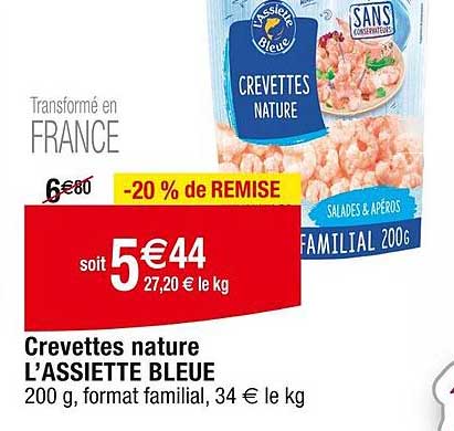 crevettes nature l'assiette bleue