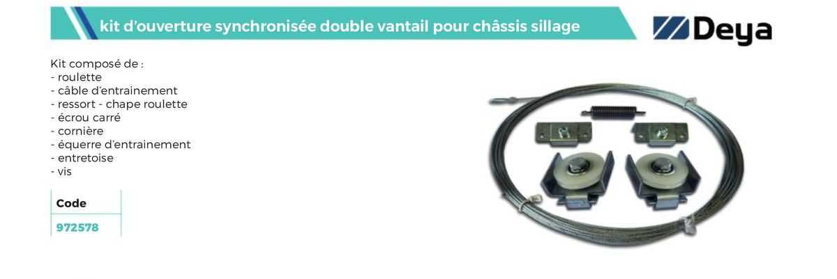 deya kit d'ouverture synchronisée doubel vantail pour châssis sillage
