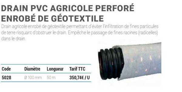 drain pvc agricole perforé enrobé de géotextile