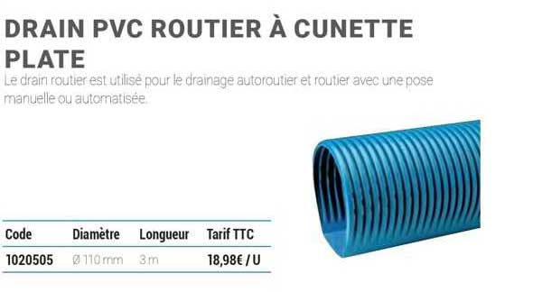 drain pvc routier à cunette plate