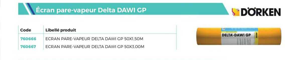 écran pare-vapeur delta dawi gp dörken