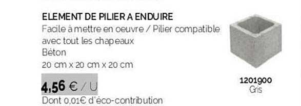 élément de pilier à enduire