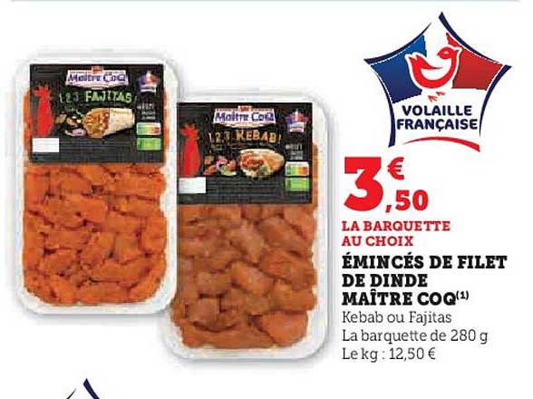 émincés de filet de dinde maître coq