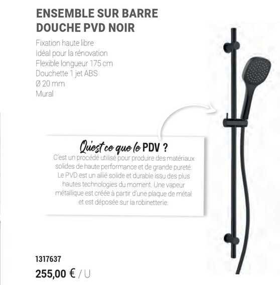 ensemble sur barre douche pvd noir