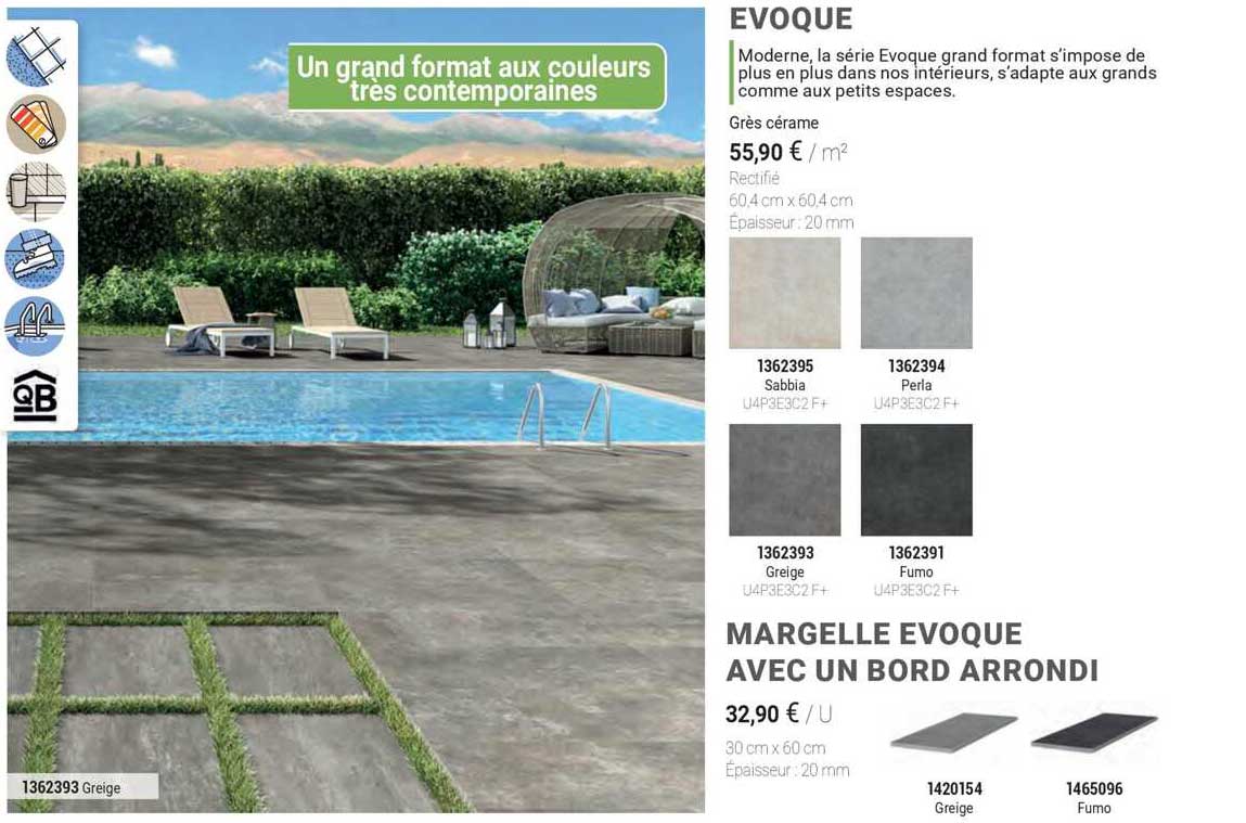 evoque grès cérame margelle evoque avec un bord arrondi