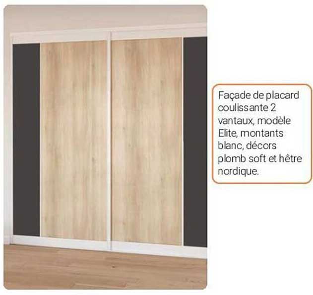 façade de placard coulissante 2 vantaux