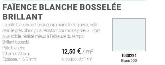 faïence blanche bosselée brillant