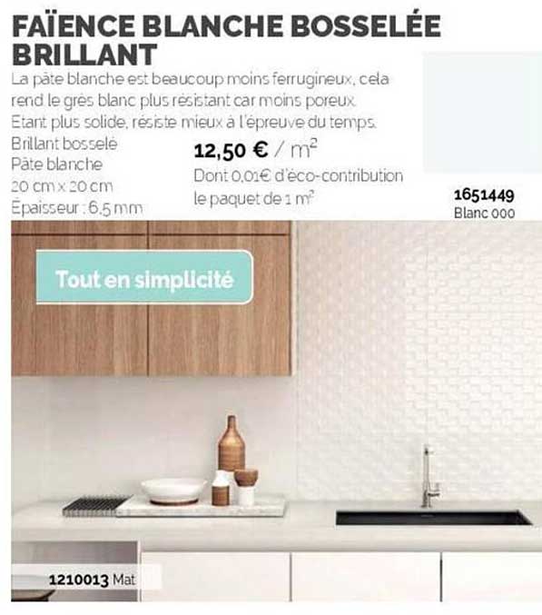 faïence blanche bosselée brillant