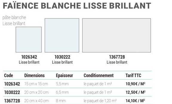 faïence blanche lisse brillant