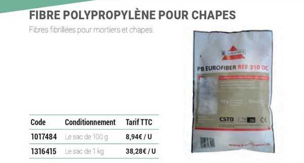 fibre polypropylène pour chapes