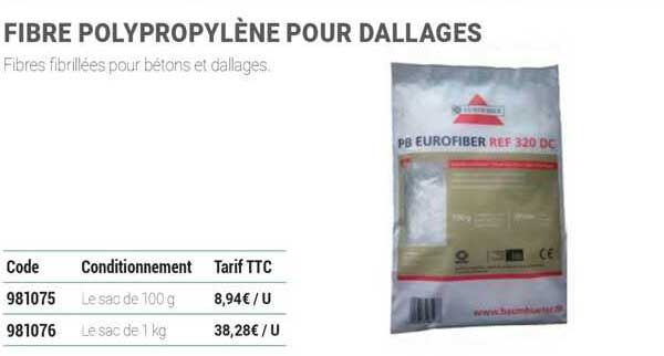 fibre polypropylène pour dallages