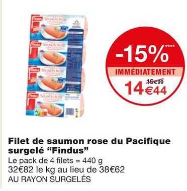 Filet De Saumon Rose Du Pacifique Surgelé "findus"