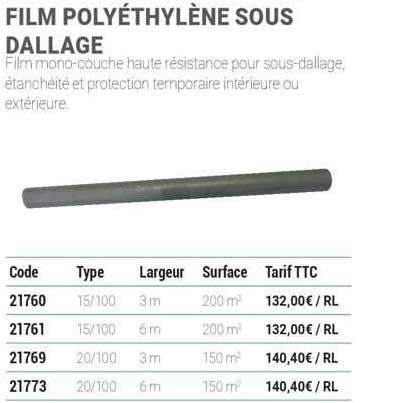 film polyéthylène sous dallage