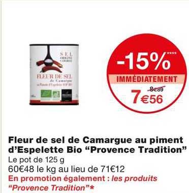 fleur de sel de camargue au piment d'espelette bio "provence tradition"
