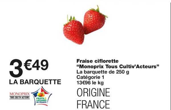 Fraise Ciflorette "monoprix Tous Cultiv'acteurs"