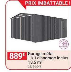 garage métal + kit d'ancrage inclus 18.5 m2