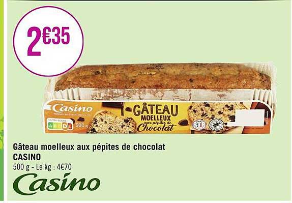 Gâteau Moelleux Aux Pépites De Chocolat Casino