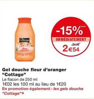gel douche fleur d'oranger "cottage"