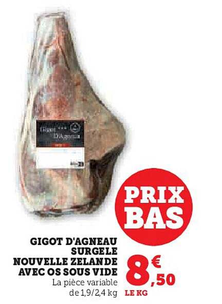 gigot d'agneau surgelé nouvelle zelande avec os sous vide