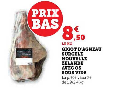 gigot d'agneau surgelé nouvelle zélande avec os sous vide