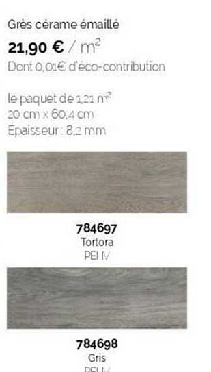 grès cérame émaillé le paquet de 1.21 m2