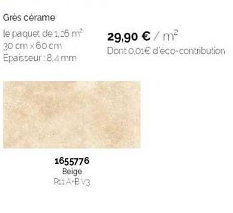 grès cérame le paquet de 1.06 m2