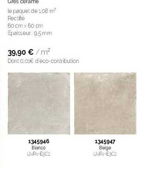 grès cérame le paquet de 1.08 m2