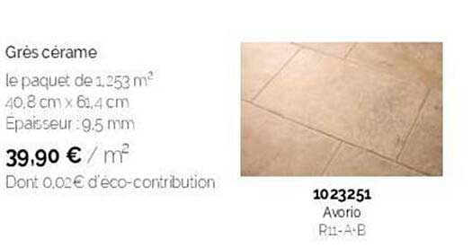 grès cérame le paquet de 1.253 m2