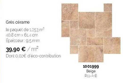 grès cérame le paquet de 1.253 m2