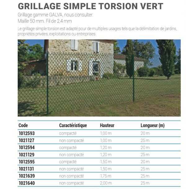Grillage Simple Torsion Vert