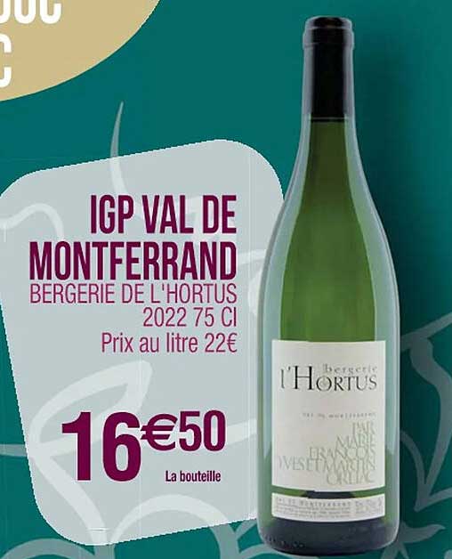 igp val de montferrand bergerie de l'hortus 2022 75 cl