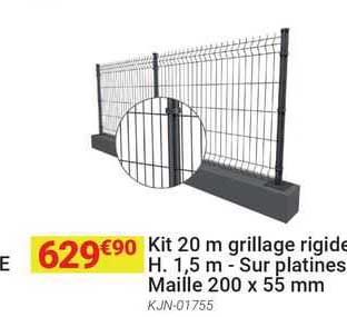 kit 20 m grillage ridige h. 1.5 m - sur platines maille 200 x 55 mm