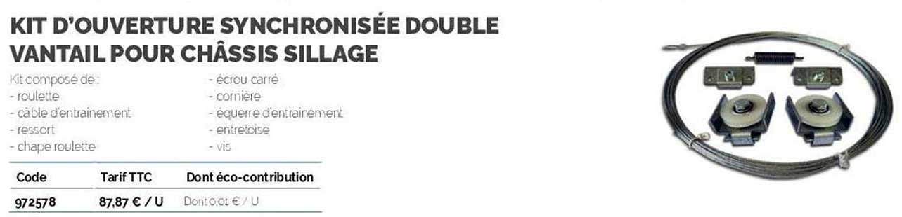 kit d'ouverture synchronisée double vantail pour châsis sillage