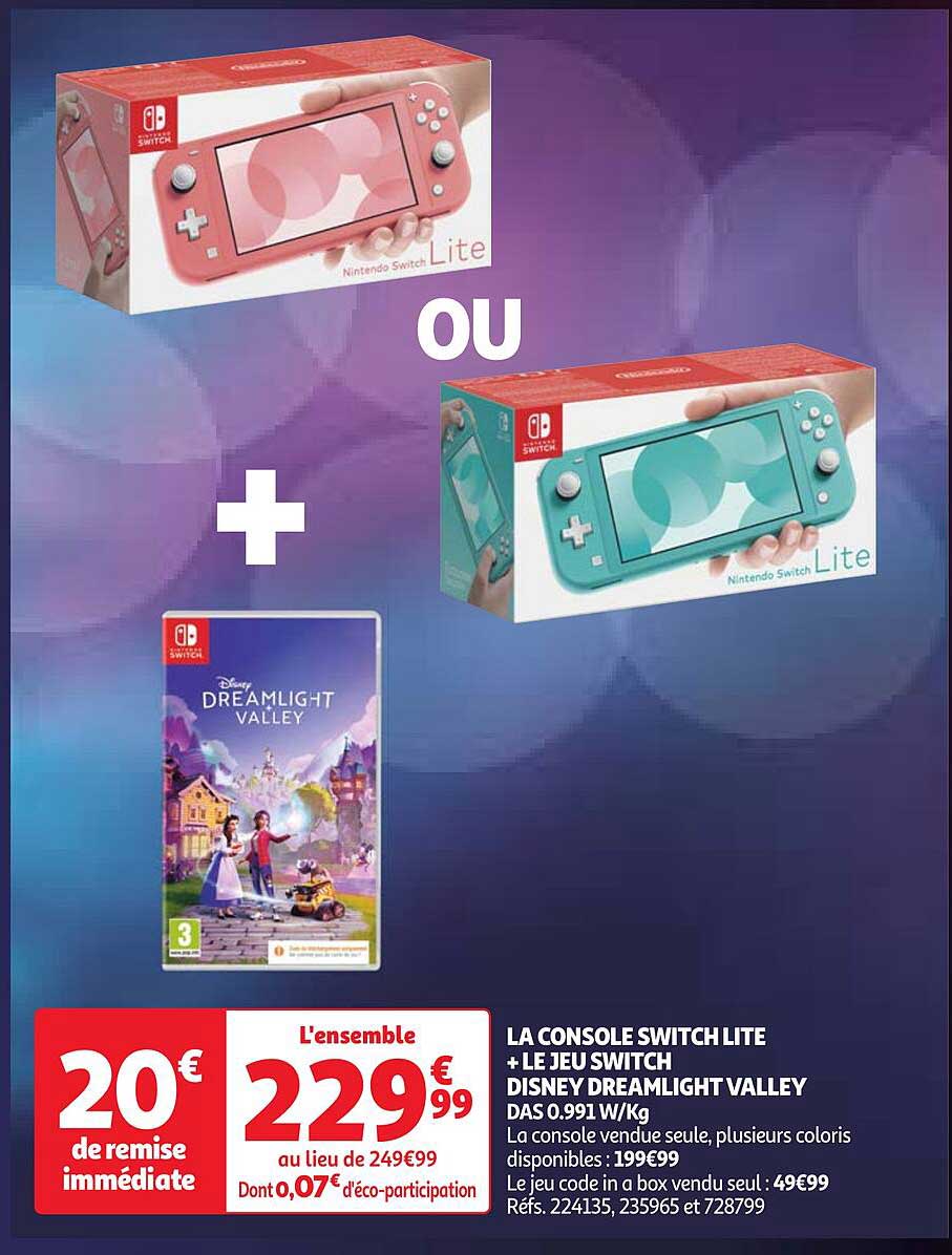 la console switch lite + le jeu switch disney dreamlight valley