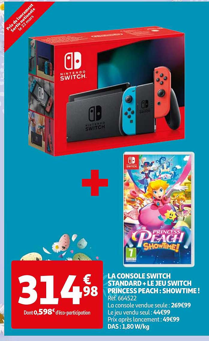 la console switch standard + le jeu switch princess peach : showtime !
