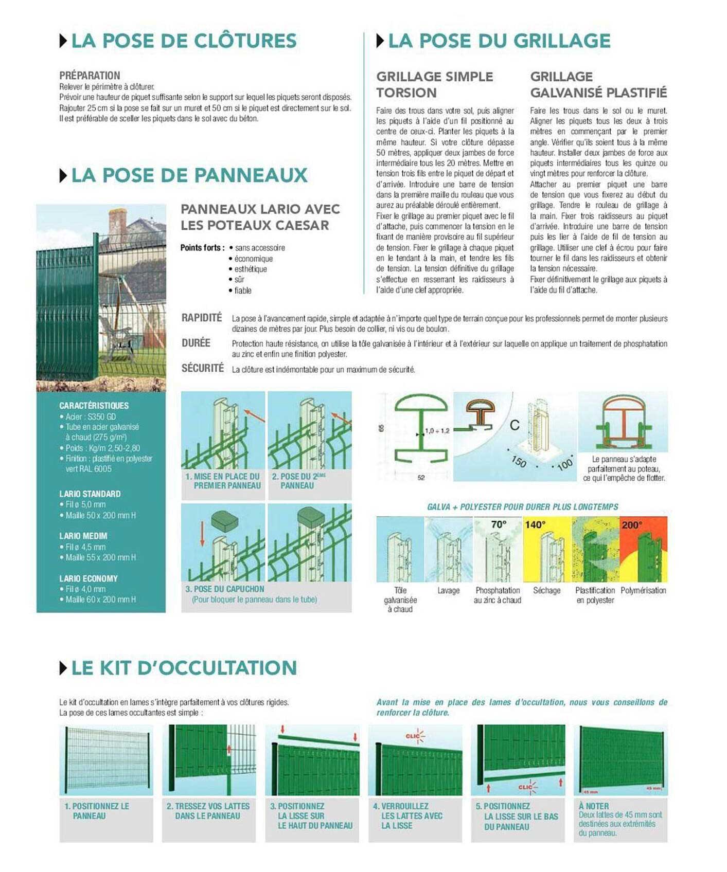 la pose de clôtures, la pose de grillage, la pose de panneaux, le kit d'occultation