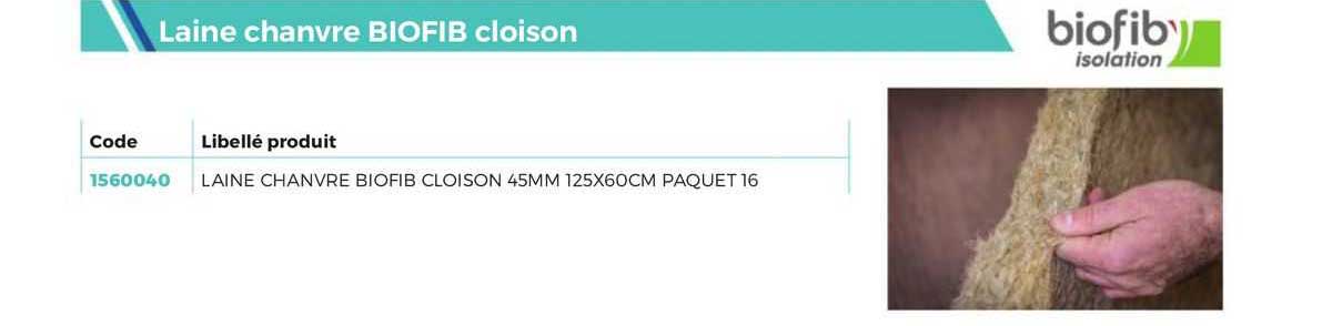 Laine Chanvre Biofib Cloison