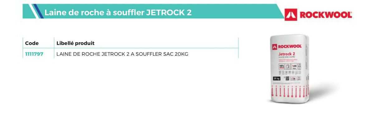 Laine De Roche à Souffler Jetrock 2 Rockwool