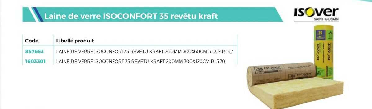 Laine De Verre Isoconfort 35 Revêtu Kraft Isover