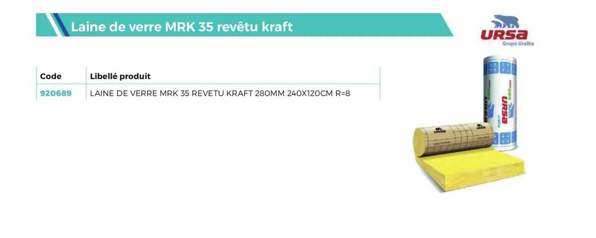 Laine De Verre Mrk 35 Revêtu Kraft Ursa