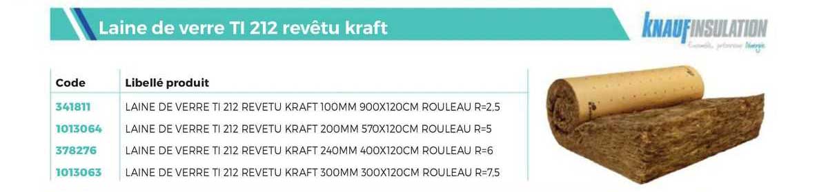 laine de verre ti 212 revêtu kraft knauf insulation