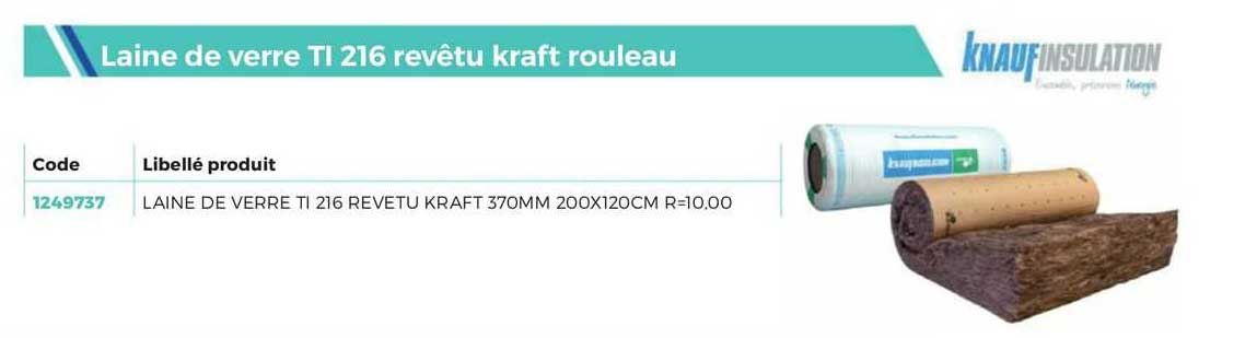 laine de verre ti 216 revêtu kraft rouleau knauf insulation