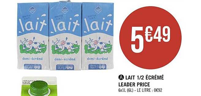 lait 1/2 écrémé leader price