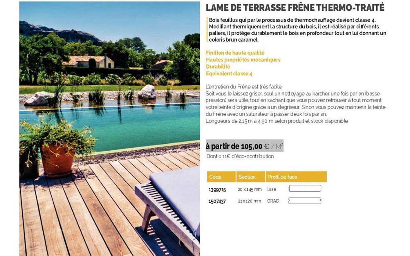 lame de terrasse frêne thermo-traité
