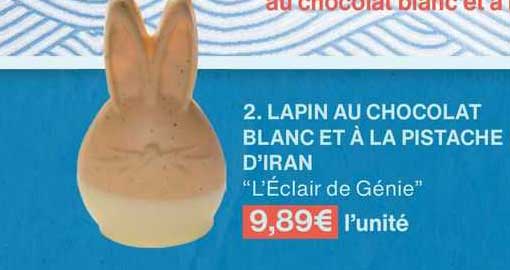 lapin au chocolat blanc et à la pistache d'iran "l'éclair de génie