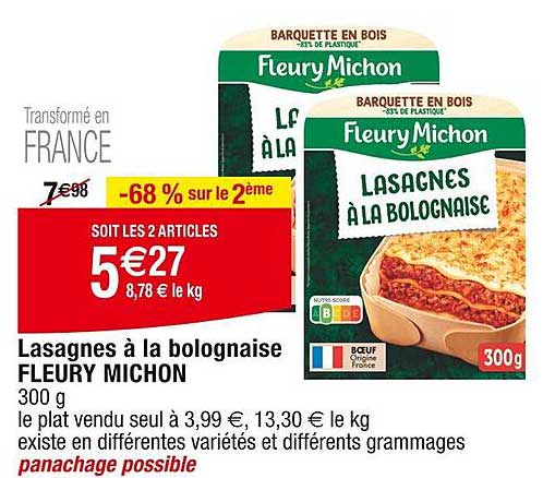 lasagnes à la bolognaise fleury michon