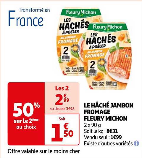 le haché jambon fromage fleury michon