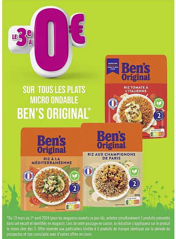les plats micro ondables ben's original