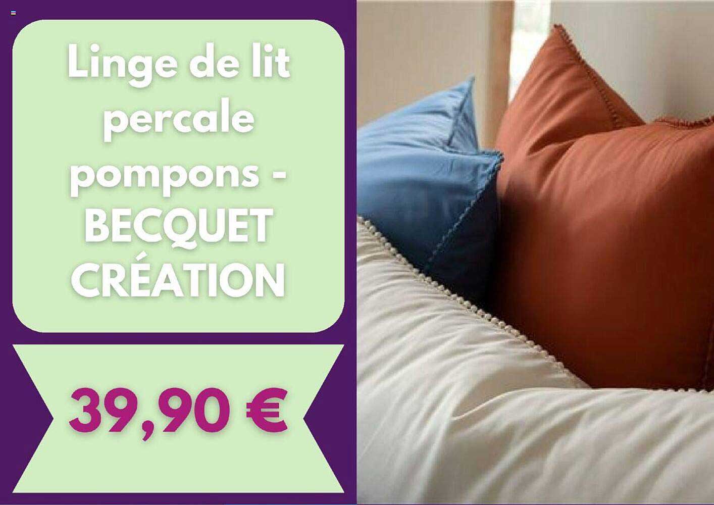 linge d elit percale pompons - becquet création